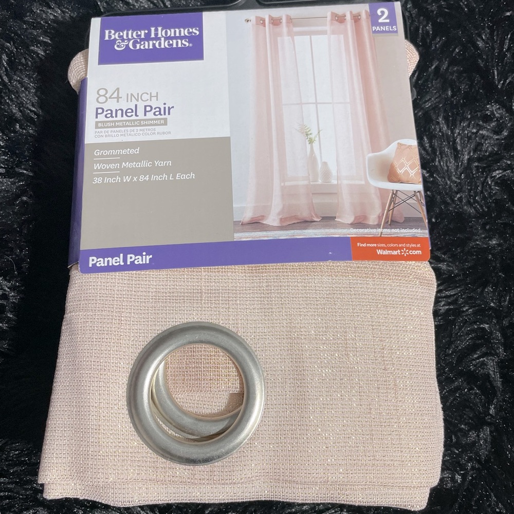 COPY - Better Homes and Garden Blush Metallic Grommet Curtains